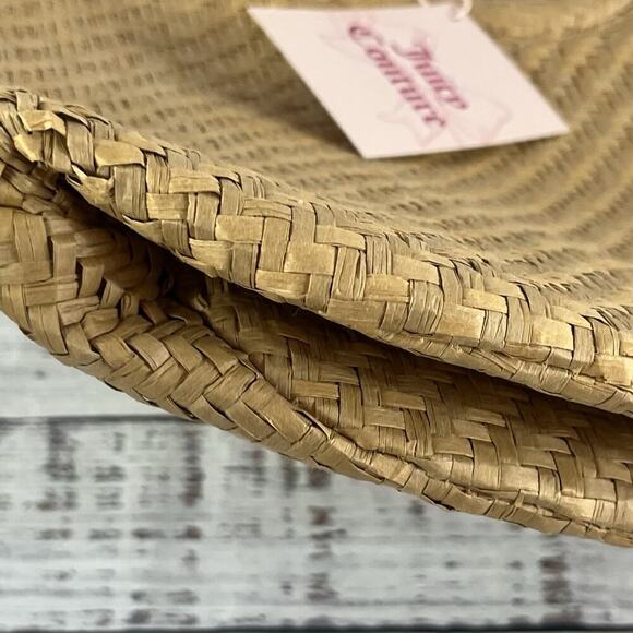 Juicy Couture Woven Straw Wicker Women’s Tote Bag Beige Handbag w/ Ribbon - Picture 5 of 9